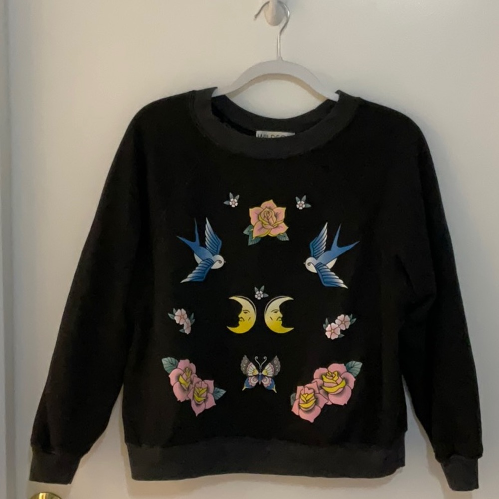 Wildfox sweatshirt with flowers, birds, moons etc.